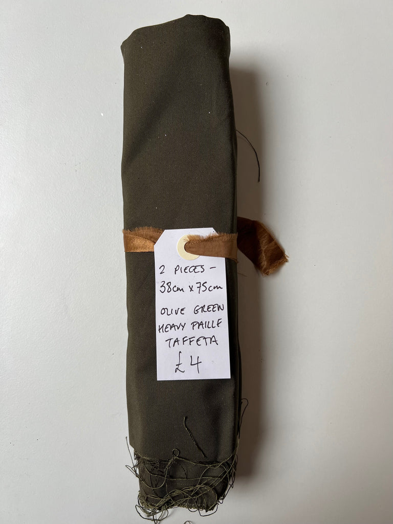 Olive Green Heavy Faille Taffeta Remnant