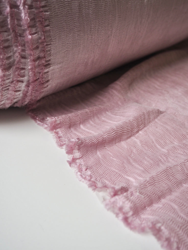 Light Pink Plissé Cupro Cloqué