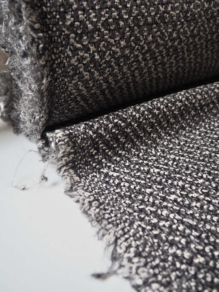 Grey Marl Bouclé Wool Blend Coating