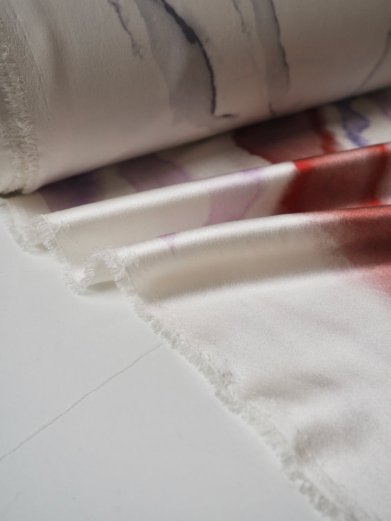 Rainbow Marbled Heavy Silk Satin