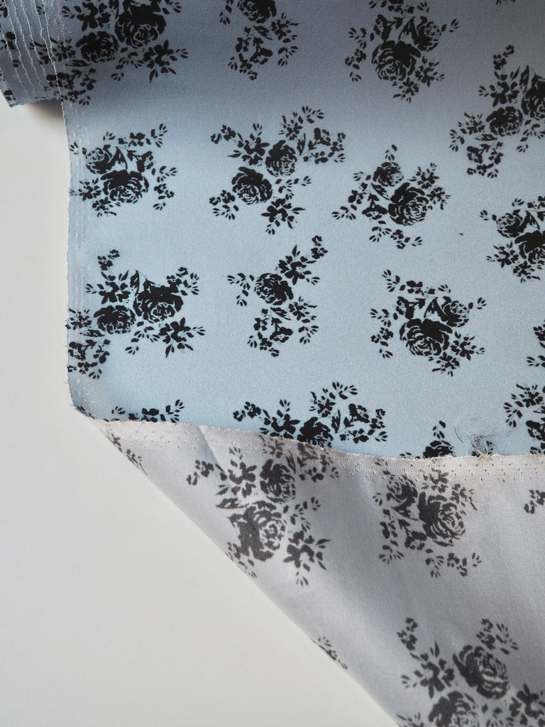 Blue Floral Heavy Silk Organza