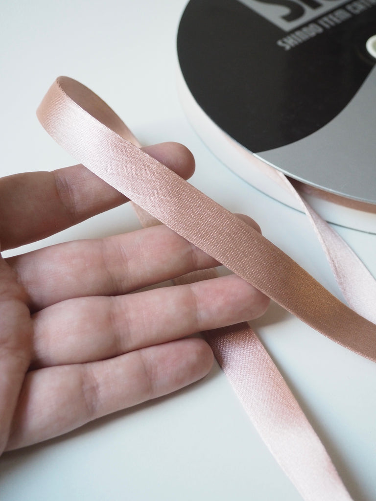 Shindo Apricot Thick Double-Faced Satin Ribbon 15mm