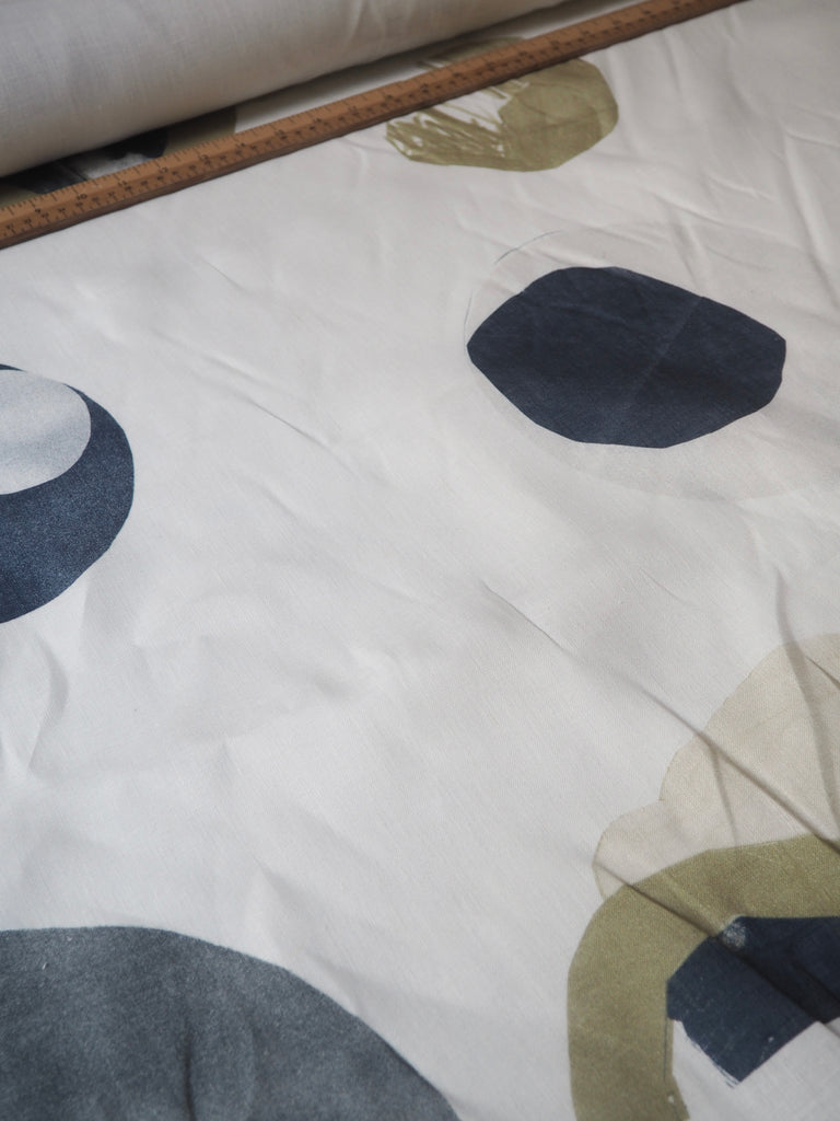 Olive + Navy Large Dot Linen