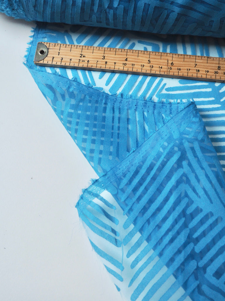 Blue Inca Burnout Light Organza