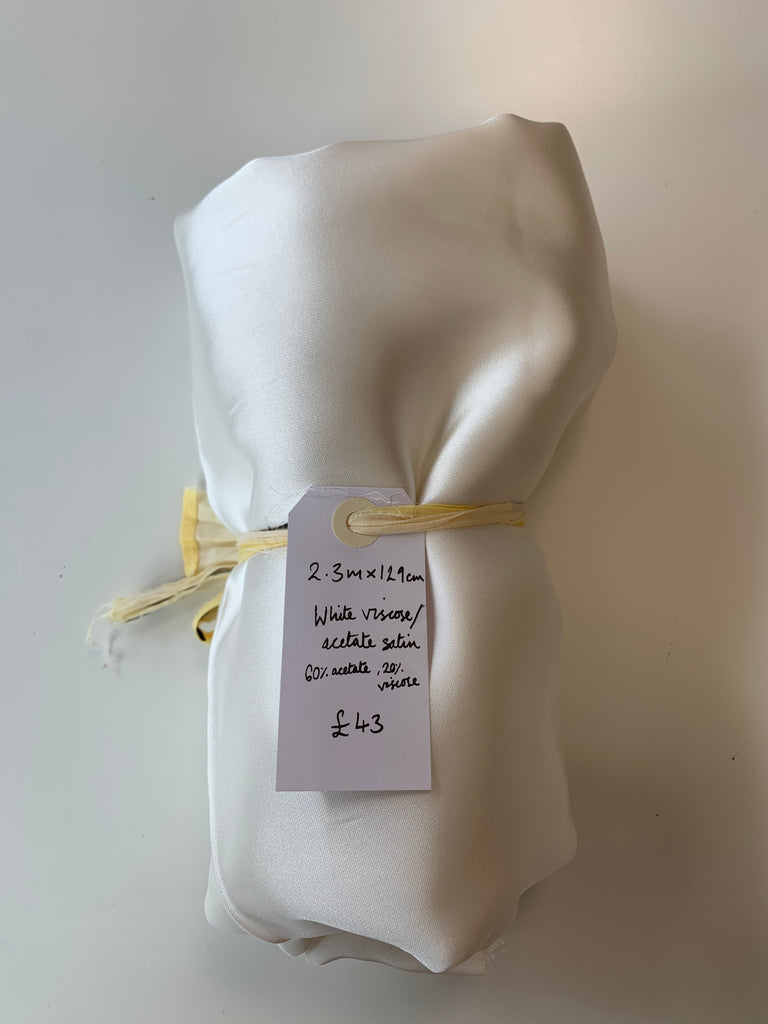 White Viscose Acetate Satin Remnant