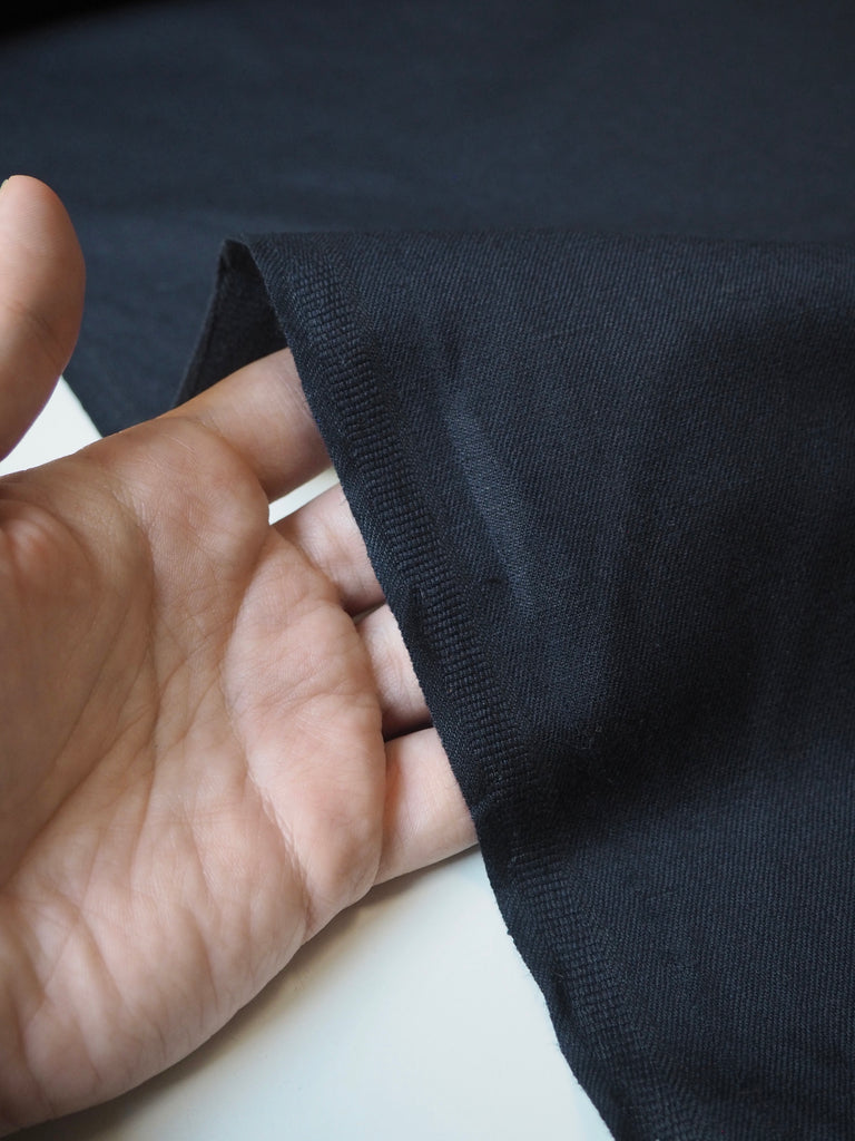 Navy Wool Blend Twill