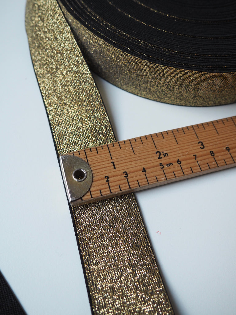 Gold Metallic Lurex Elastic 35mm