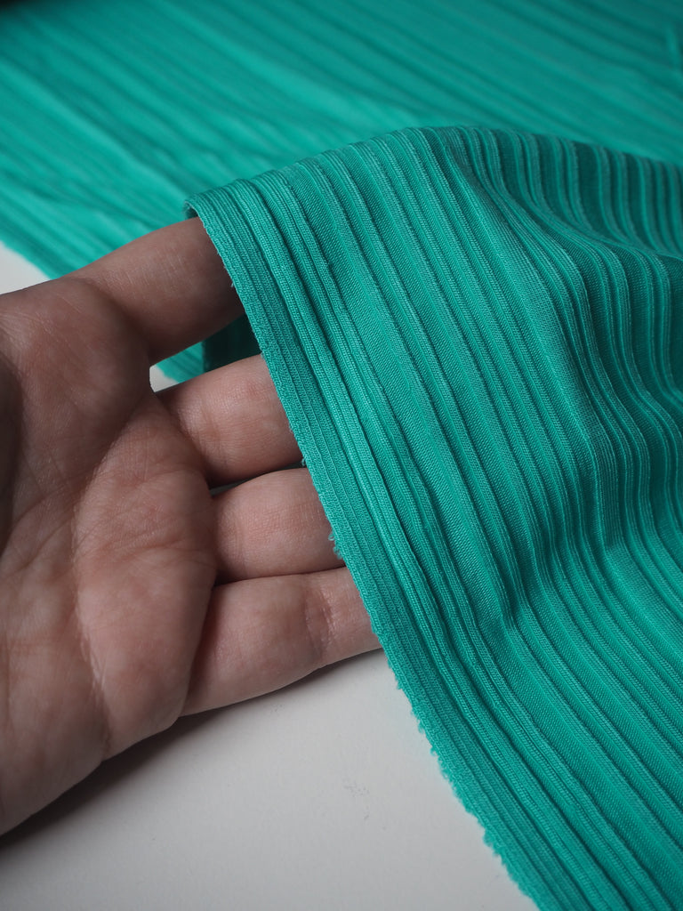 Bright Mint Ribbed Satin Jersey