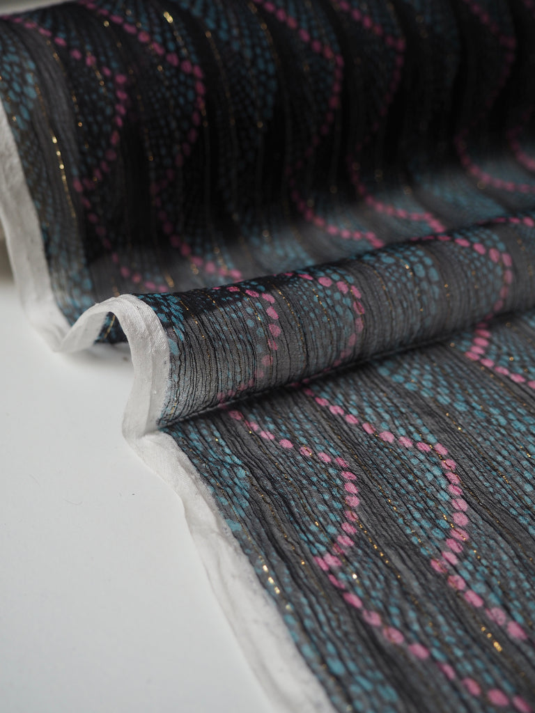 Dot Striped Metallic Silk Chiffon