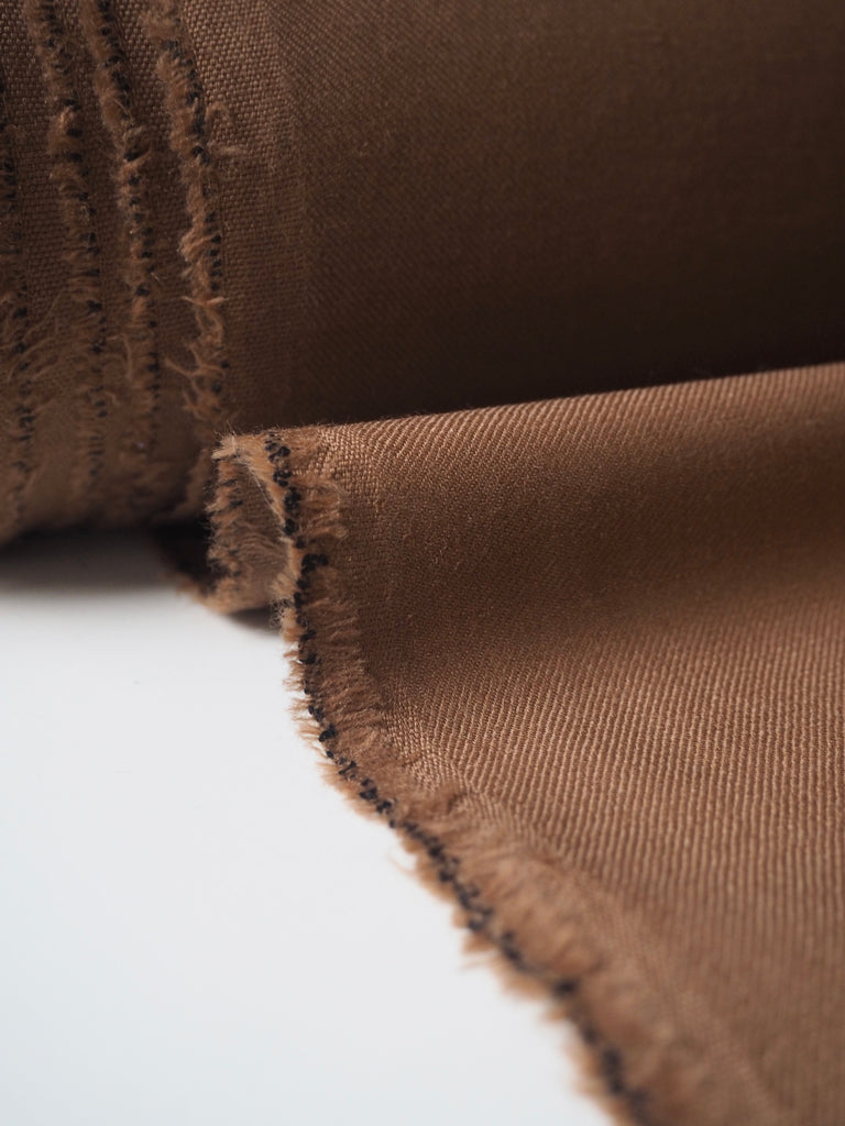 Dark Camel Stretch Wool Twill