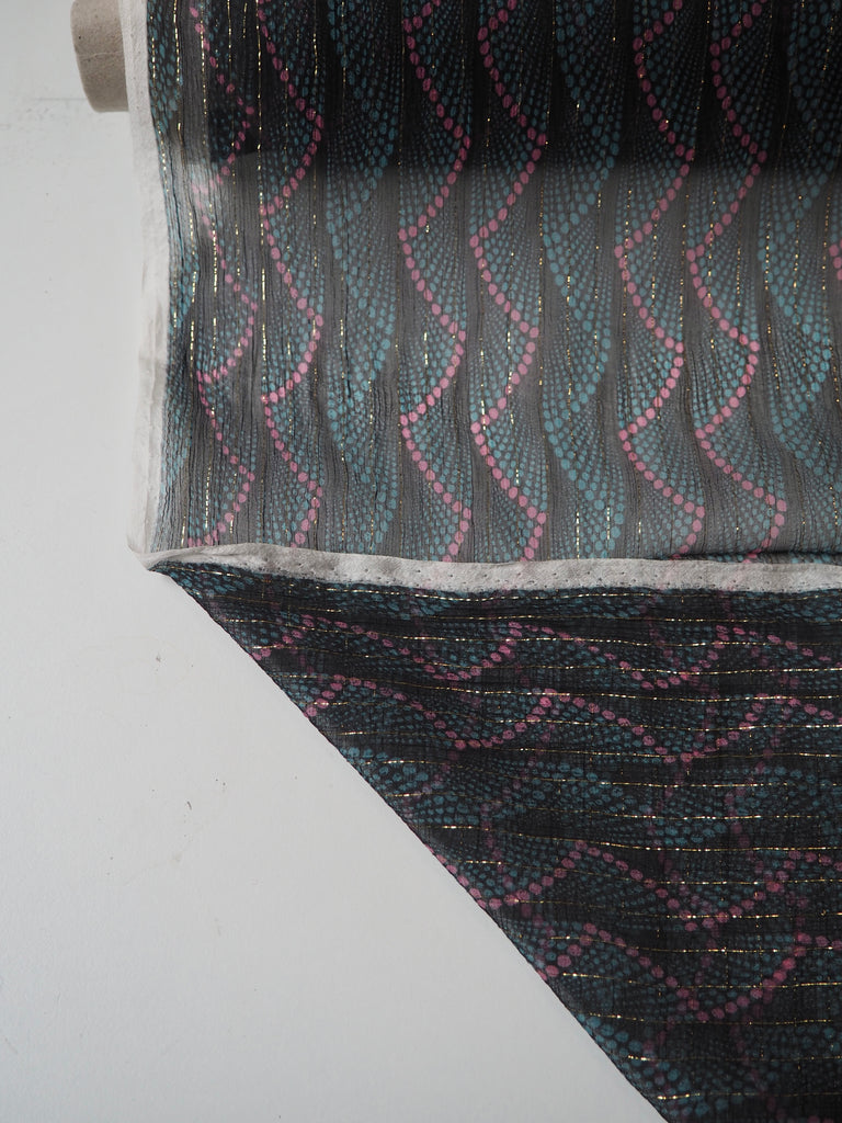 Dot Striped Metallic Silk Chiffon