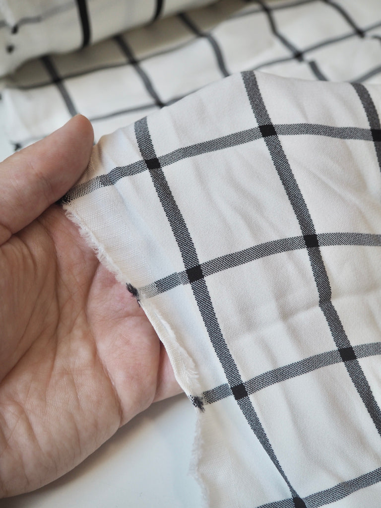 B+W Check + Stripe Crepe-Back Satin