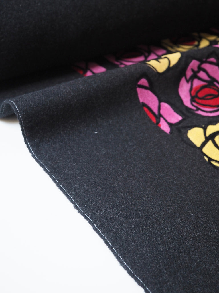 Neon Rose Flocked Grey Wool Coating