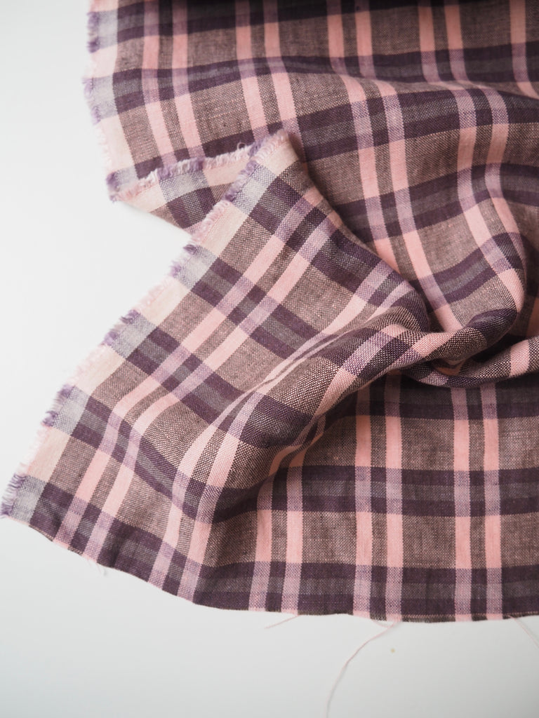 Rose Berry Plaid Linen