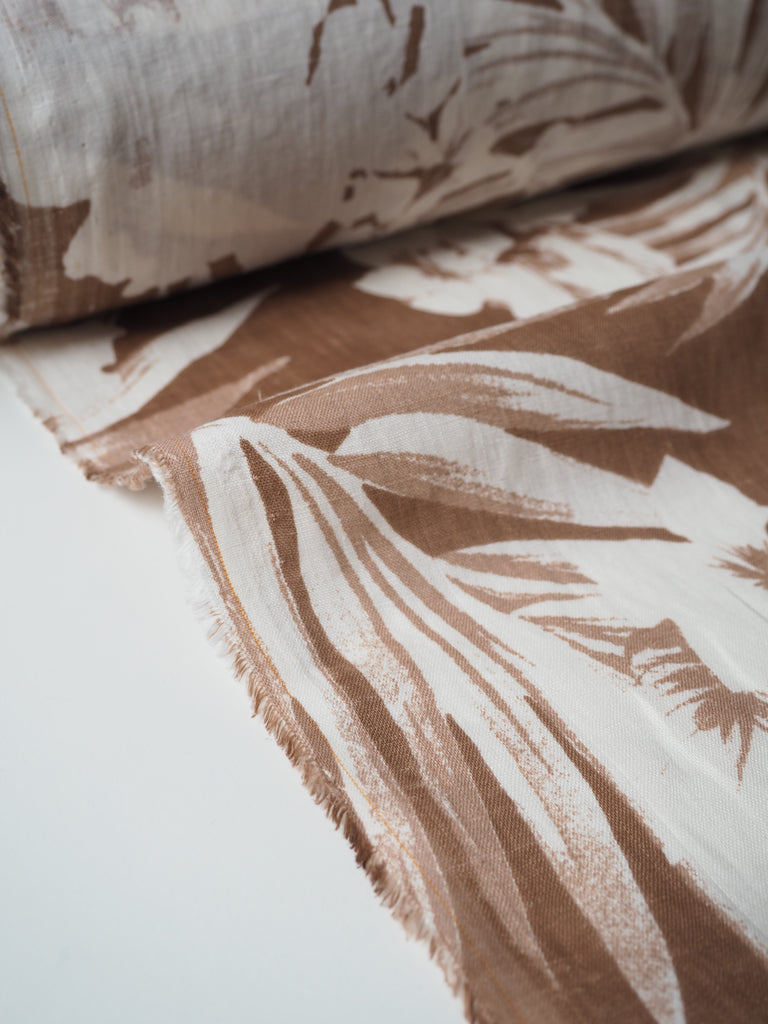 Bronze Palm Print Linen