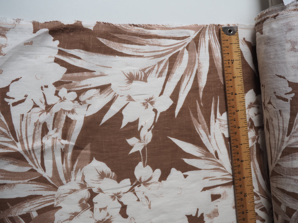 Bronze Palm Print Linen