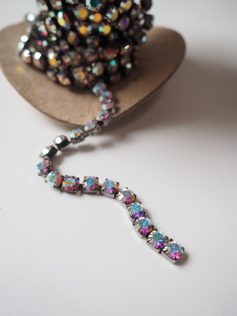 Preciosa Iridescent Crystal + Pewter Cup Chain - 5mm