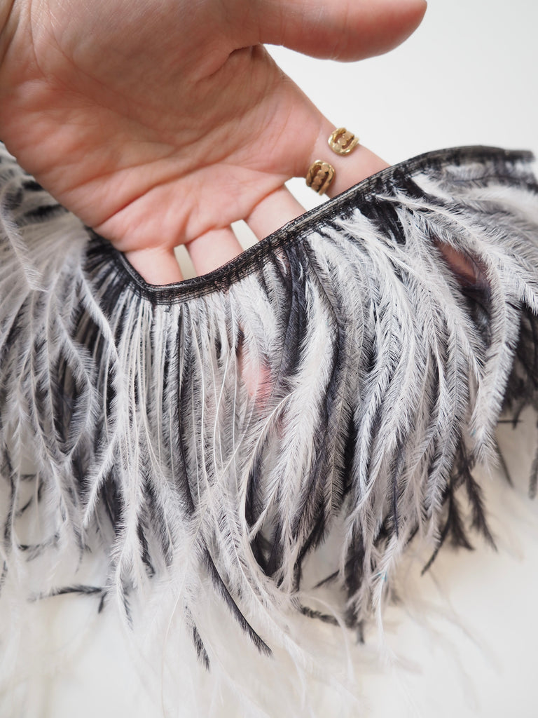 Black + White Ostrich Feather Fringing