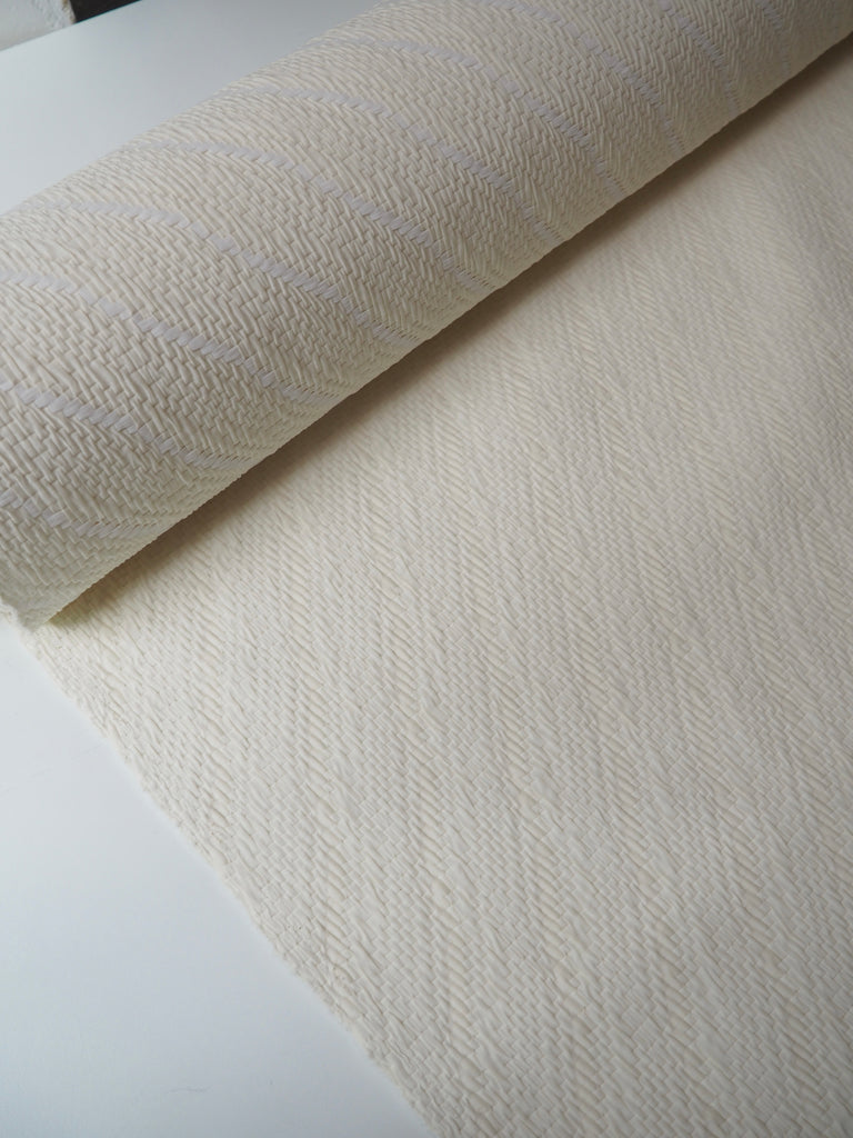 Ivory Silk + Cotton Diagonal Jacquard
