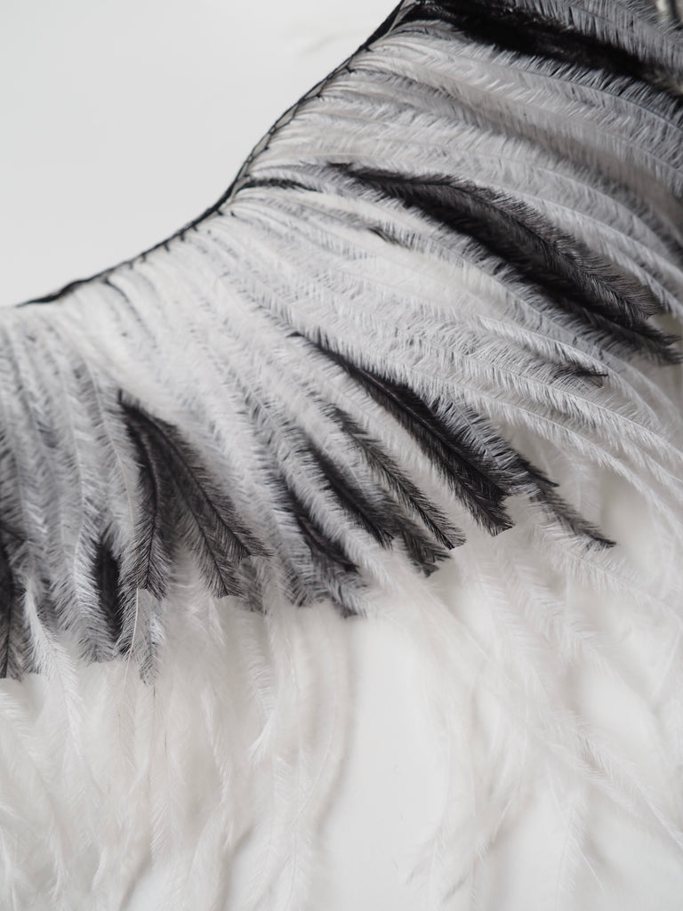 Black + White Layered Ostrich Feather Fringing