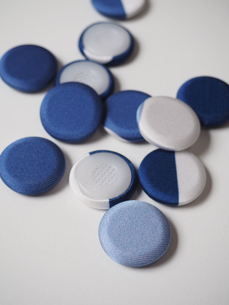 Blue Stripe Satin Fabric Covered Buttons 20mm
