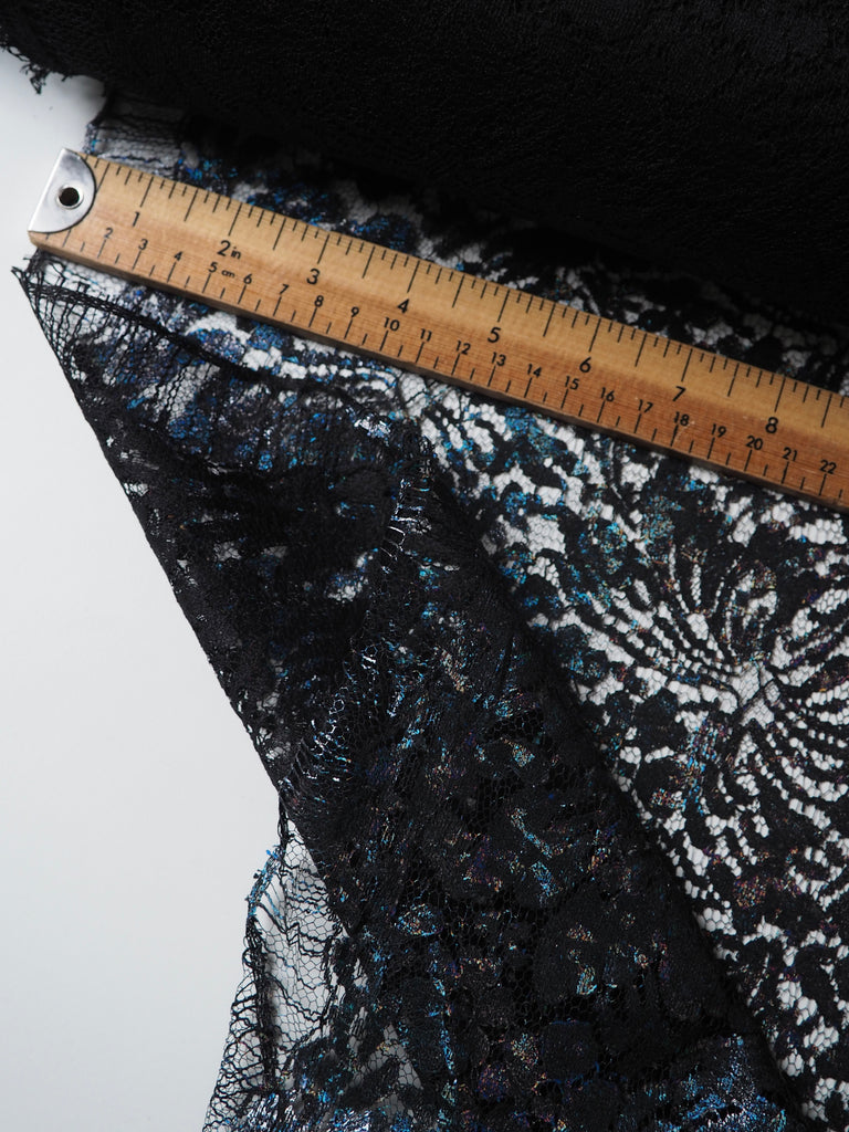 Black Iridescent Foiled French Lace