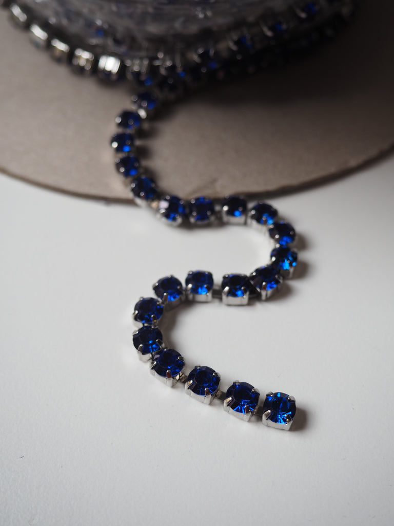 Sapphire Crystal + Silver Metal Cup Chain - 5mm