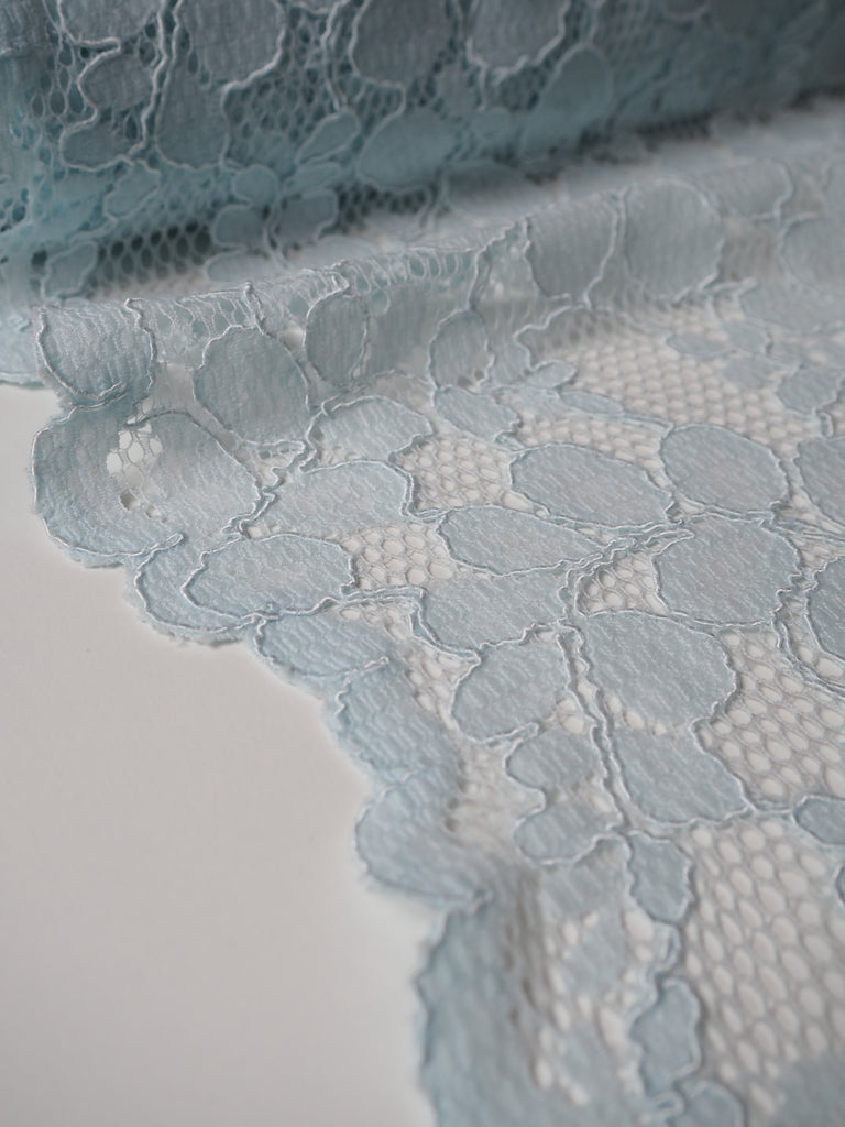 Purple corded lace fabric with scalloped edge, corded lace, French lace by  yard