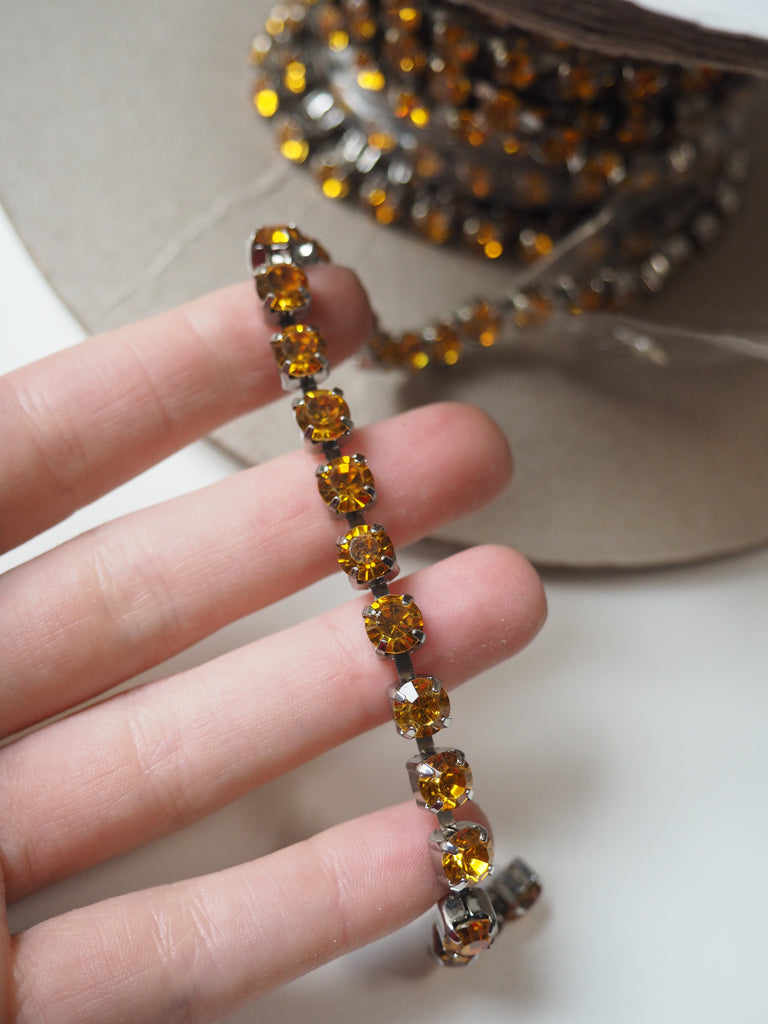 Yellow Crystal + Pewter Cup Chain - 5mm