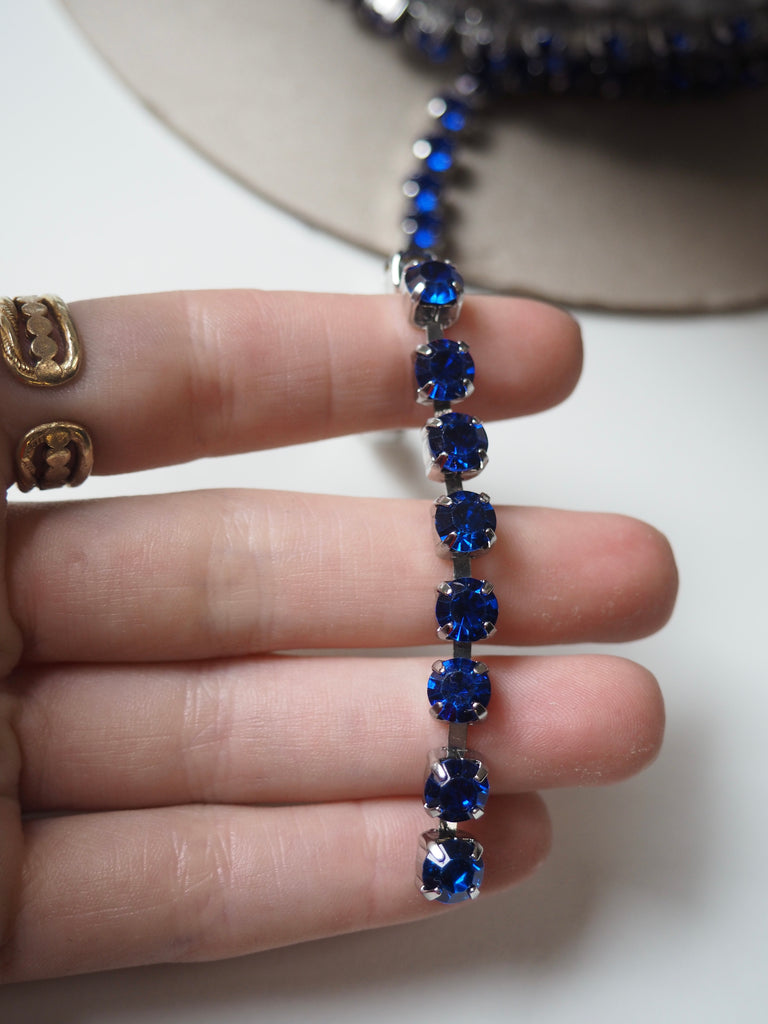 Sapphire Crystal + Silver Metal Cup Chain - 5mm