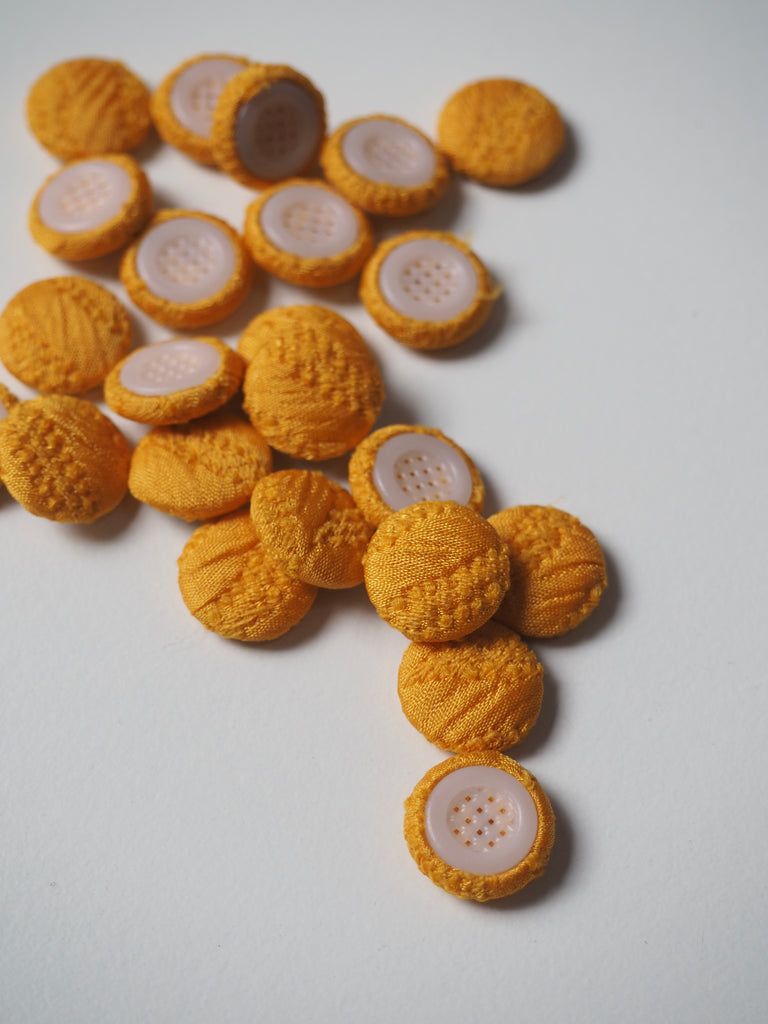 Mustard Jacquard Fabric Covered Buttons 12mm