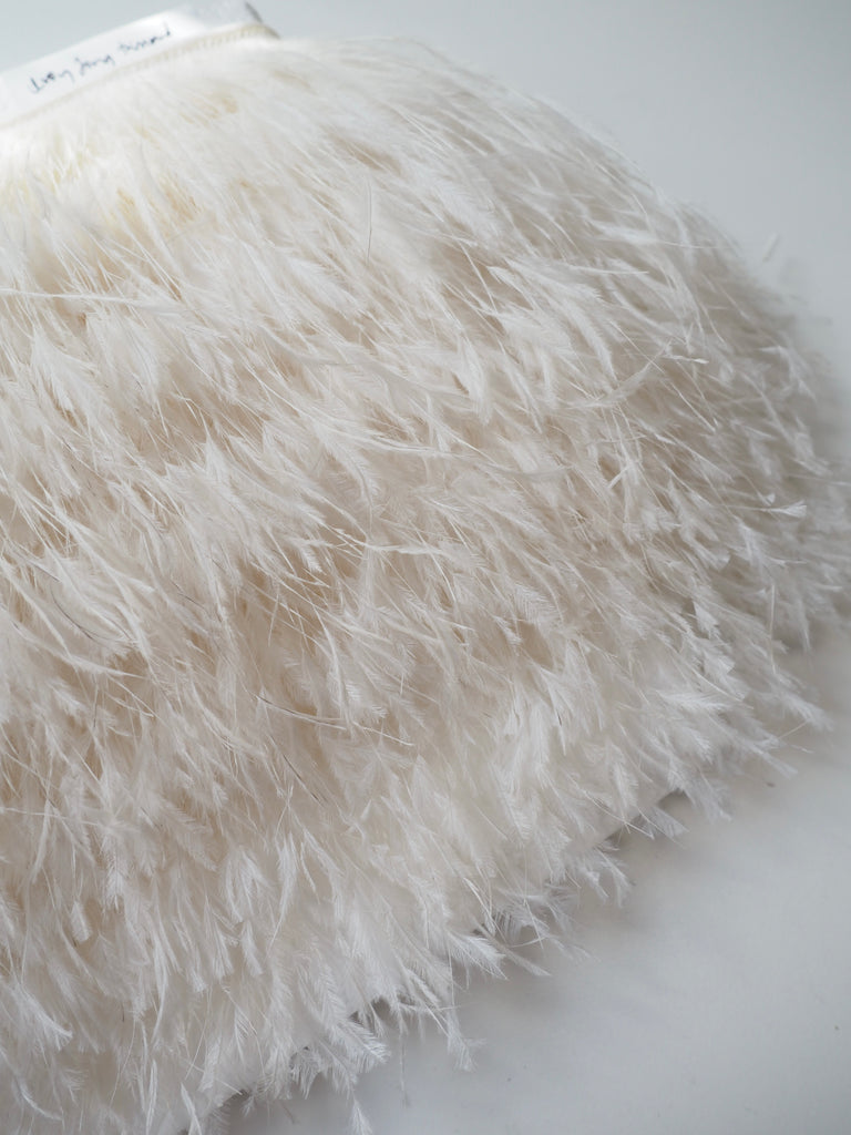 Ivory Long Trimmed Ostrich Feather Fringing