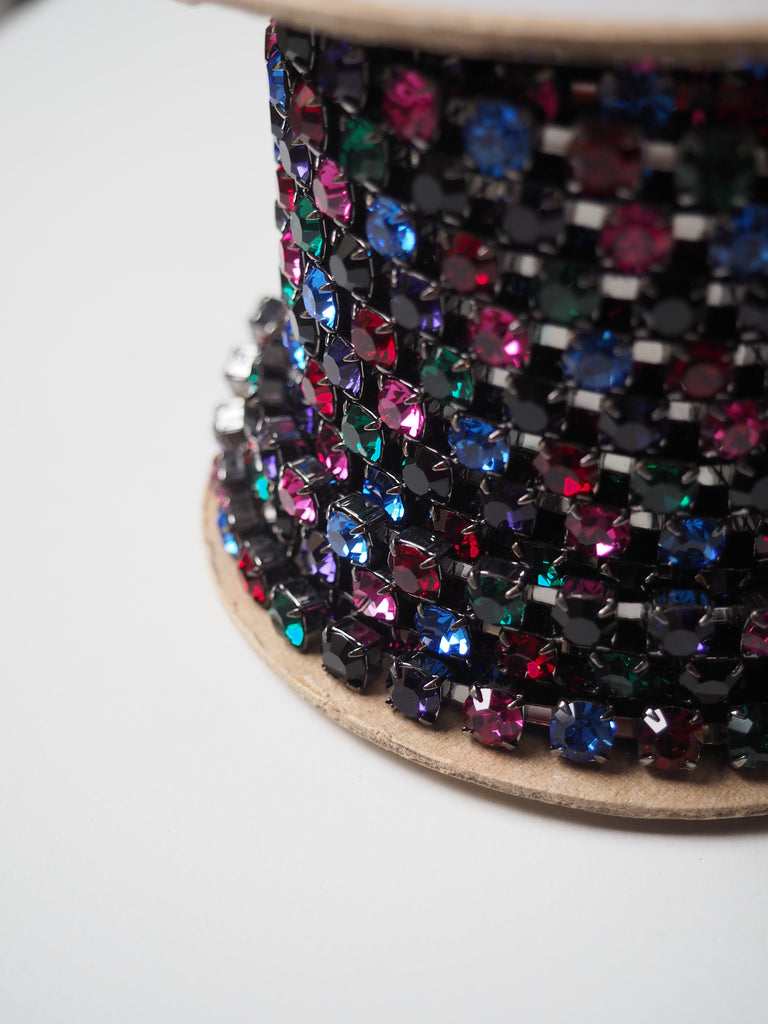 Preciosa Multicolour Crystal + Gunmetal Cup Chain - 5mm