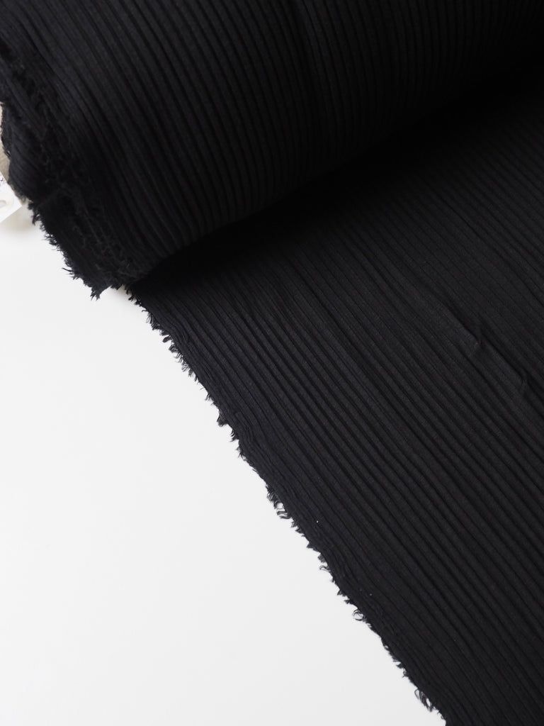 Black Lightweight Cotton Wide Rib Jersey