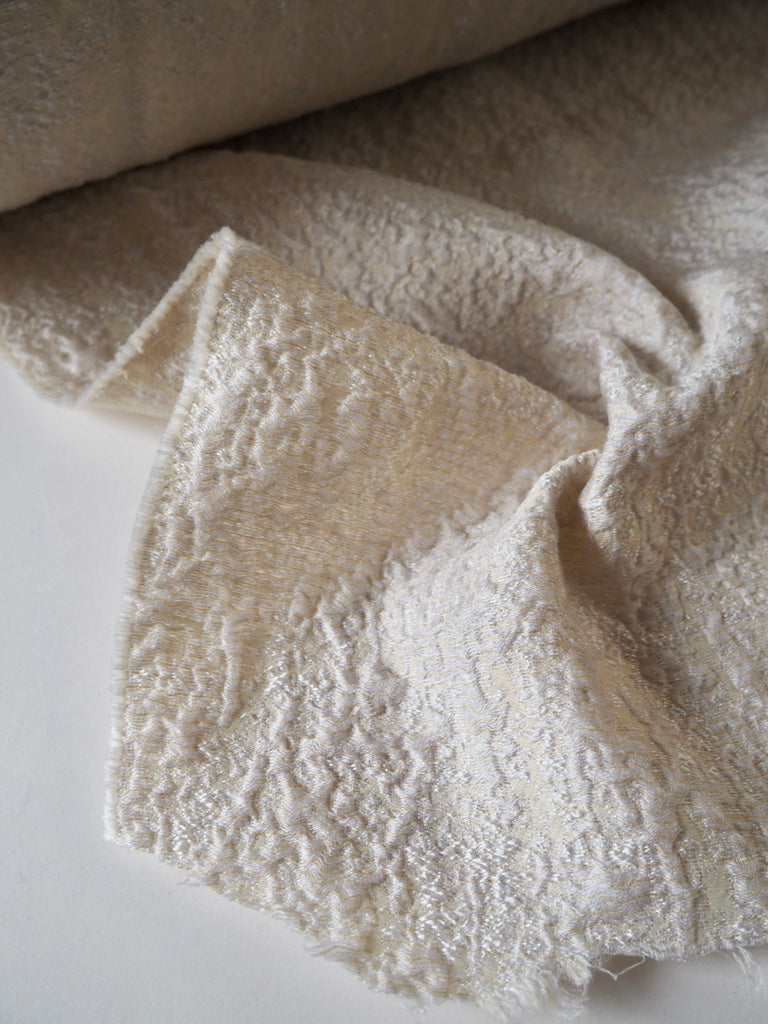 Cream and Ivory Textured Silk Cloqué