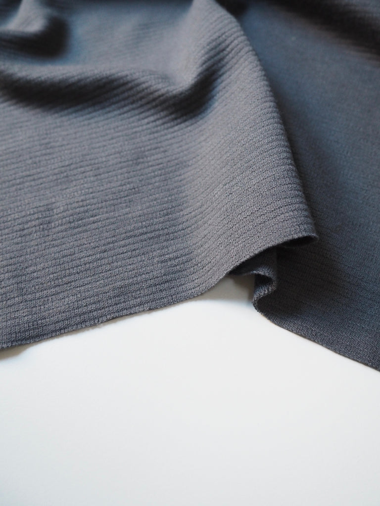 Grey Cotton/Woollen Ottoman Rib Jersey