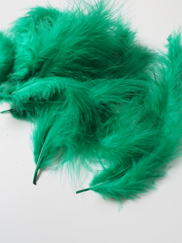 Emerald Turkey Coquille Feathers - 20 pieces