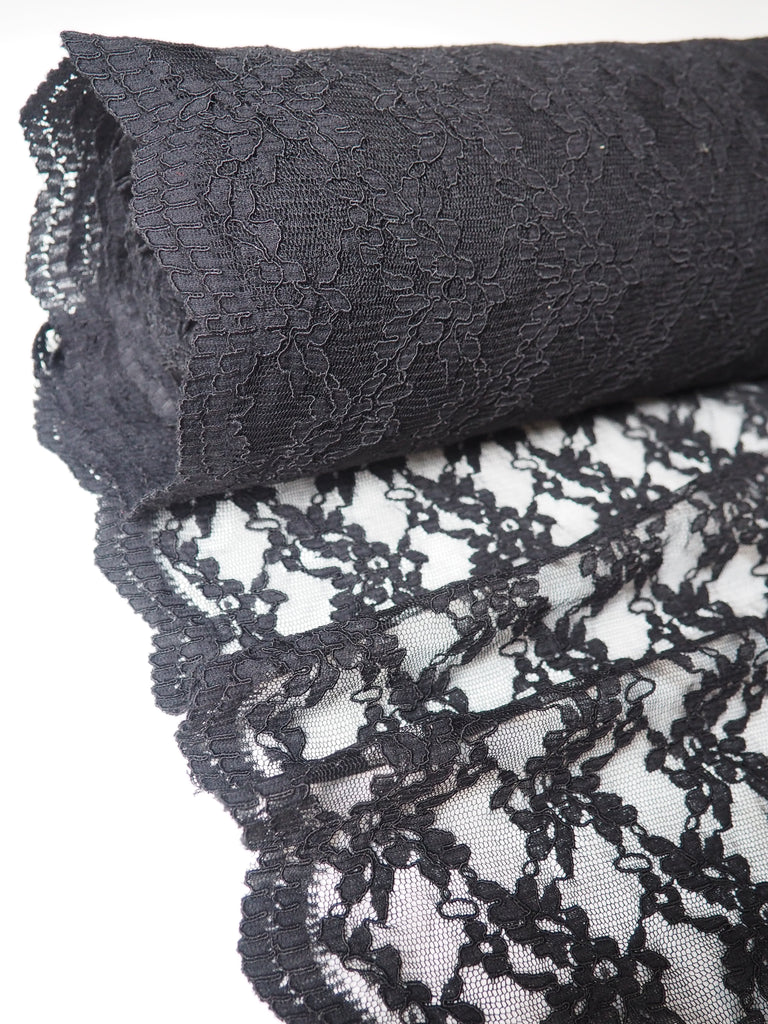 Black Scalloped Corded Lace