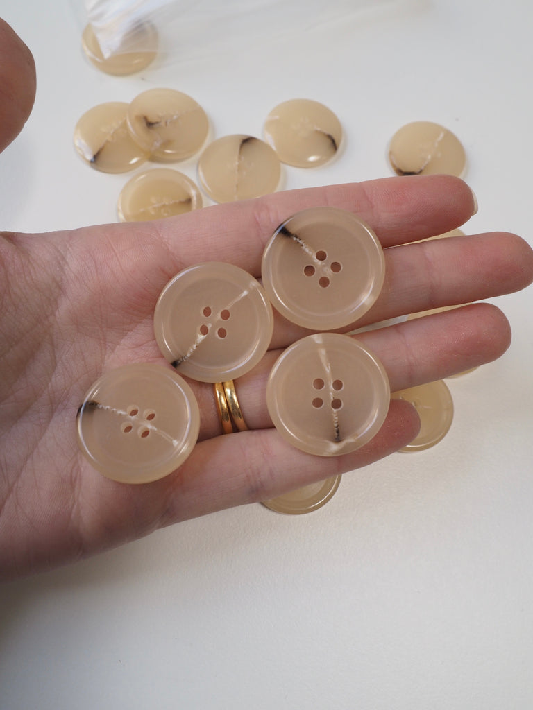 Natural Faux-Horn Plastic Button 25mm