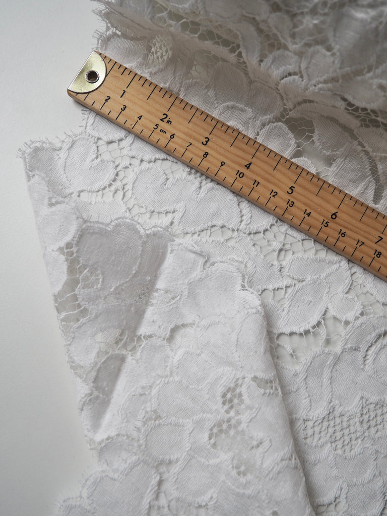 White Leafy Scallop French Lace