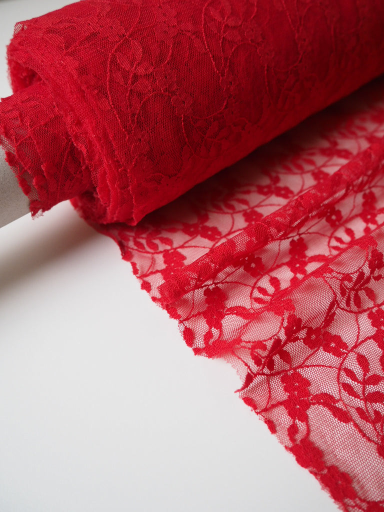 Red Trailing Flower Stretch Lace