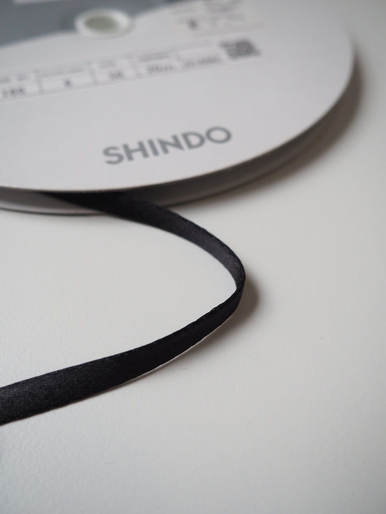 Shindo Black Thick Satin Ribbon 6mm