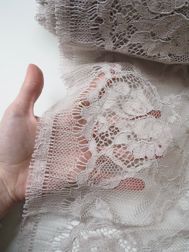 Sepia Motif Corded French Lace