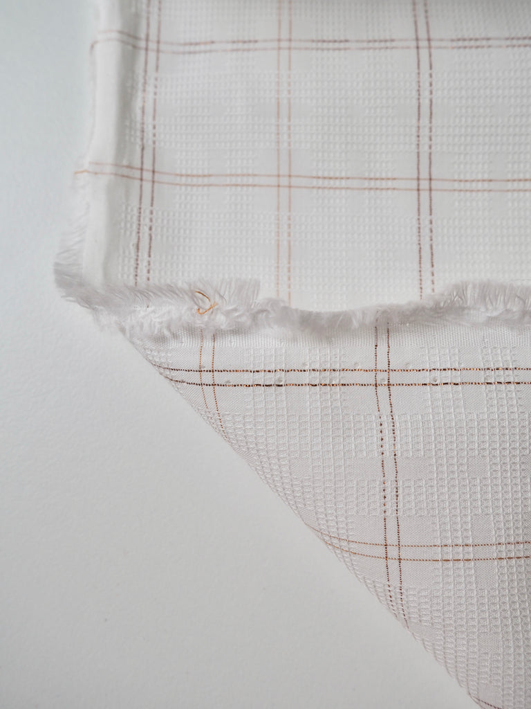 Textured White + Copper Gridded Cotton