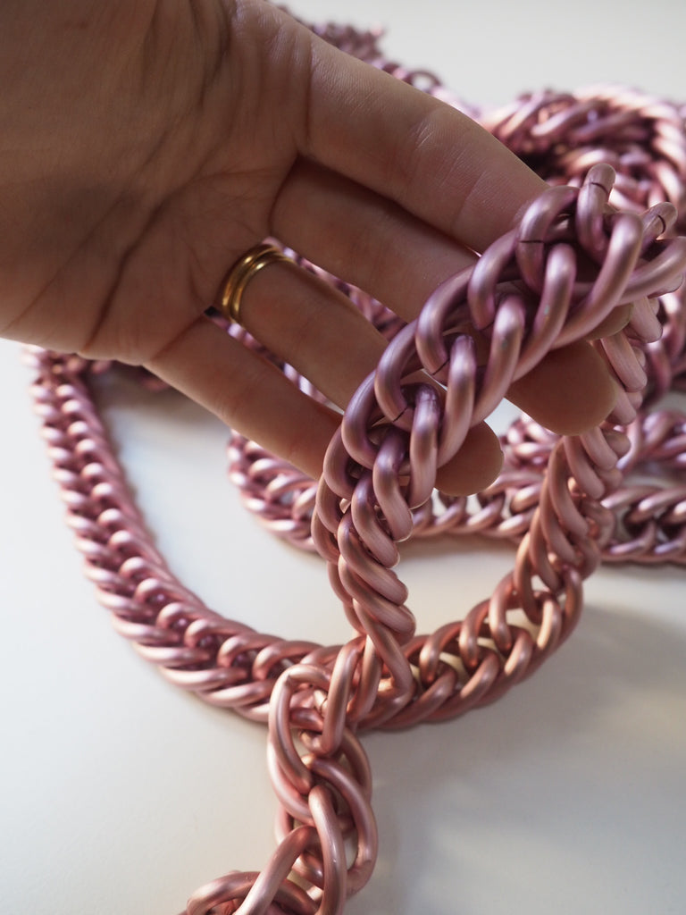 Pink Pearl Metal Chain 20mm