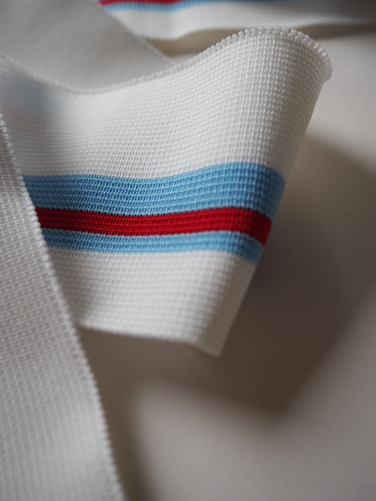 White and Blue Stripe Ribbed Cuff 7cm