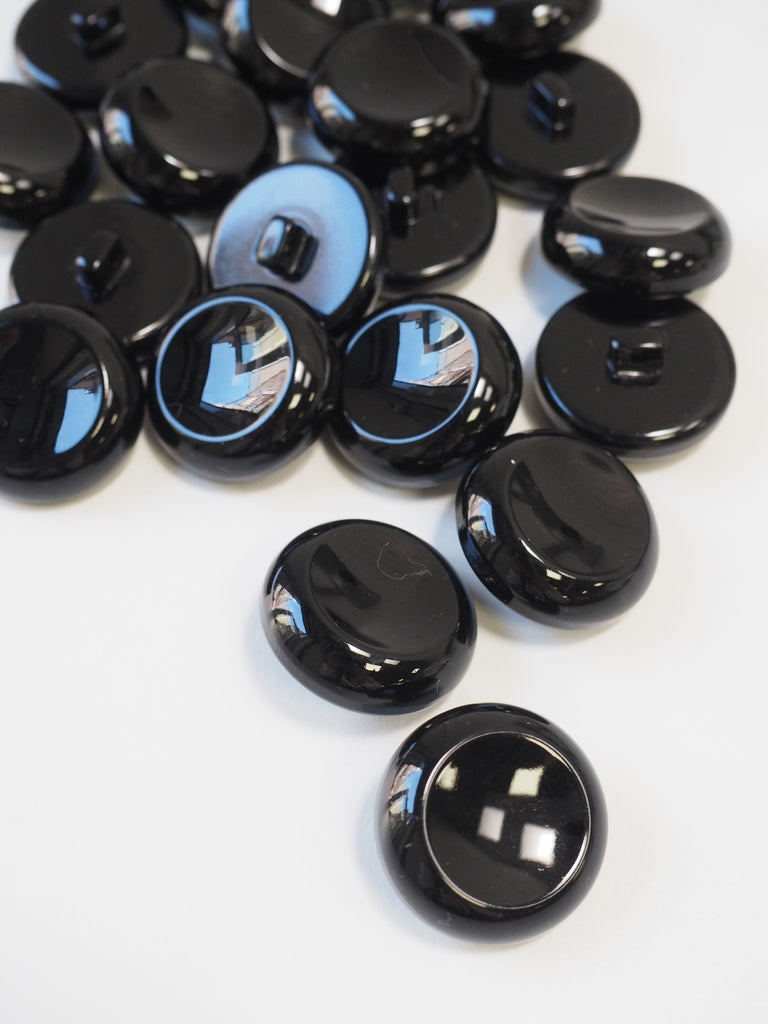 Black Plastic Chunky Concave Button 30mm