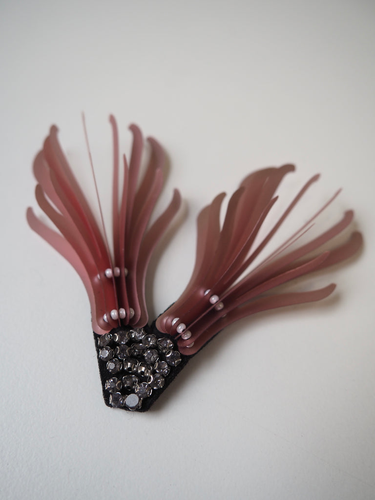Laser-cut Rose Feather + Pearl Embellishment