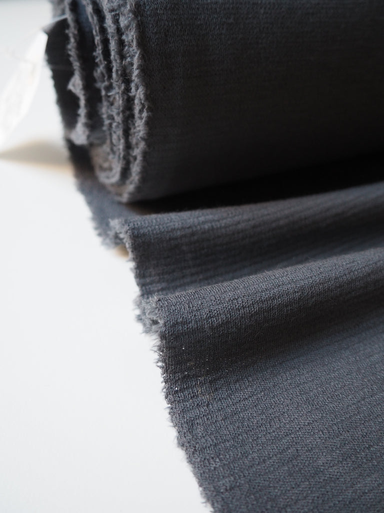 Grey Cotton/Woollen Ottoman Rib Jersey