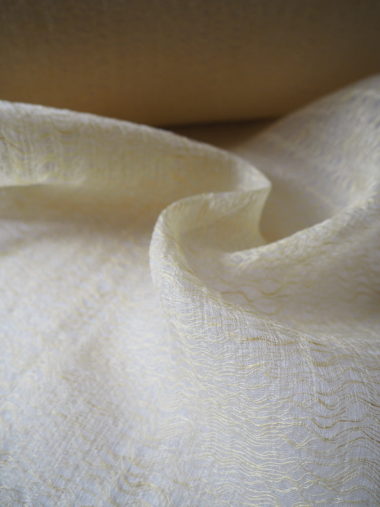 Yellow and Ivory Open Weave Silk Organza